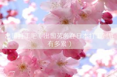 出国打工吧（出国劳务在日本打工到底有多累）
