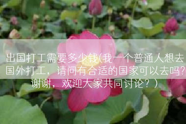 出国打工需要多少钱(我一个普通人想去国外打工，请问有合适的国家可以去吗？谢谢，欢迎大家共同讨论？)