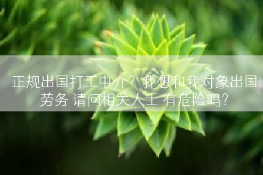正规出国打工中介？我想和我对象出国劳务 请问相关人士 有危险吗？