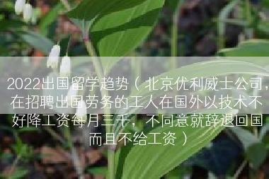 2022出国留学趋势（北京优利威士公司，在招聘出国劳务的工人在国外以技术不好降工资每月三千，不同意就辞退回国而且不给工资）