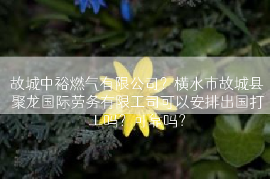 故城中裕燃气有限公司？横水市故城县聚龙国际劳务有限工司可以安排出国打工吗？可靠吗？