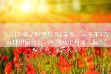 出国劳务招聘信息网?泰安一男子花4万办理出国劳务，不到两个月变“黑工”被遣返, 你怎么看?