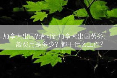 加拿大出国?请问到加拿大出国劳务，一般费用是多少？都干什么工作?