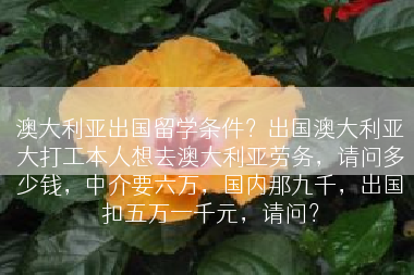 澳大利亚出国留学条件？出国澳大利亚大打工本人想去澳大利亚劳务，请问多少钱，中介要六万，国内那九千，出国扣五万一千元，请问？