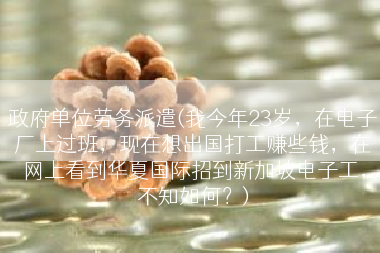政府单位劳务派遣(我今年23岁，在电子厂上过班，现在想出国打工赚些钱，在网上看到华夏国际招到新加坡电子工，不知如何？)