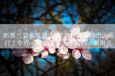 新西兰劳务派遣公司?农村劳务输出出国打工中介一般都要多大年龄的，费用是多少?