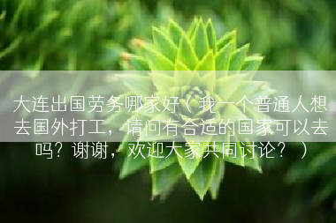 大连出国劳务哪家好（我一个普通人想去国外打工，请问有合适的国家可以去吗？谢谢，欢迎大家共同讨论？）