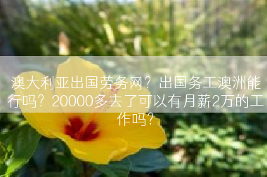 澳大利亚出国劳务网？出国务工澳洲能行吗？20000多去了可以有月薪2万的工作吗？