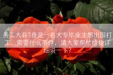 务工大县?我是一名大专毕业生想出国打工，需要什么条件，请大家帮忙给我详细说一下?