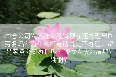 国合公司？大连外经贸现在还办理出国劳务吗？为什么打电话说是不办理，都是劳务公司办理呢？哪位大侠知道那？谢谢？
