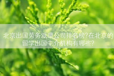 北京出国劳务派遣公司排名榜?在北京的留学出国中介机构有哪些?