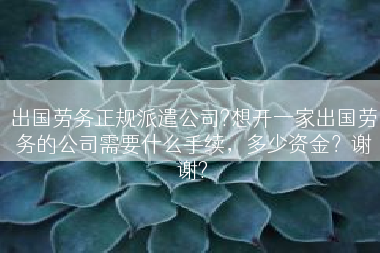 出国劳务正规派遣公司?想开一家出国劳务的公司需要什么手续，多少资金？谢谢?