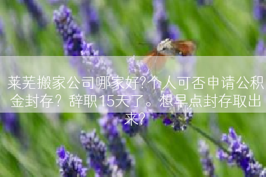 莱芜搬家公司哪家好?个人可否申请公积金封存？辞职15天了。想早点封存取出来?