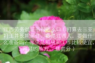 江西劳务员证书报考入口（打算去三亚打工并长期居住，我是江西人，要做什么准备吗？哪里是租房和工作比较便宜，容易的地方。 悬赏分）