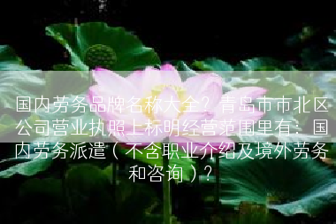 国内劳务品牌名称大全？青岛市市北区公司营业执照上标明经营范围里有：国内劳务派遣（不含职业介绍及境外劳务和咨询）？