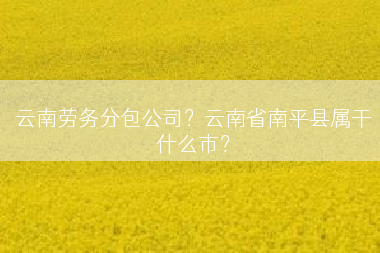 云南劳务分包公司？云南省南平县属干什么市？