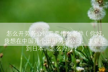 怎么开劳务公司需要什么条件（你好，我想在中国开个出国劳务公司，主要是到日本，怎么办理？）