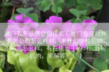 厦门劳务派遣公司排名（厦门海隆对外劳务公司怎么样啊，来我们学校招聘，不知道怎么样，有在里面干的吗，我轮机的，求解答！！）
