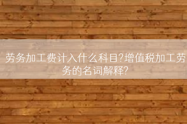 劳务加工费计入什么科目?增值税加工劳务的名词解释?