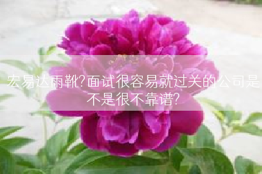 宏易达雨靴?面试很容易就过关的公司是不是很不靠谱?