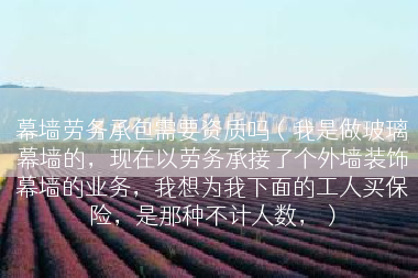 幕墙劳务承包需要资质吗（我是做玻璃幕墙的，现在以劳务承接了个外墙装饰幕墙的业务，我想为我下面的工人买保险，是那种不计人数，）