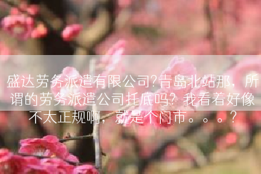 盛达劳务派遣有限公司?青岛北站那，所谓的劳务派遣公司托底吗？我看着好像不太正规啊，就是个门市。。。?
