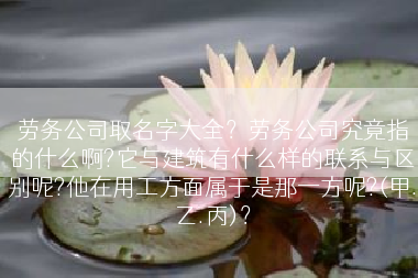 劳务公司取名字大全？劳务公司究竟指的什么啊?它与建筑有什么样的联系与区别呢?他在用工方面属于是那一方呢?(甲.乙.丙)？