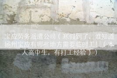 宝应劳务派遣公司（寒假到了，谁知道扬州宝应有哪些地方需要临时工！（本人高中生，有打工经验））