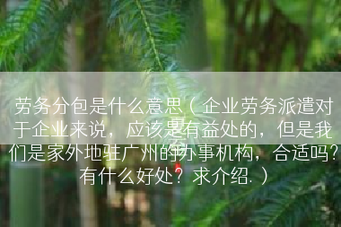 劳务分包是什么意思（企业劳务派遣对于企业来说，应该是有益处的，但是我们是家外地驻广州的办事机构，合适吗？有什么好处？求介绍.）