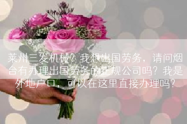 莱州三发机械？我想出国劳务，请问烟台有办理出国劳务的正规公司吗？我是外地户口，可以在这里直接办理吗？