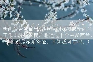 新西兰劳务输出骗局(请问我想去新西兰工作，我是农民，想通过中介去新西兰，他们说是旅游签证，不知道可靠吗，)