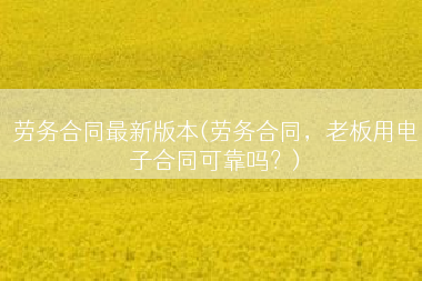 劳务合同最新版本(劳务合同，老板用电子合同可靠吗？)