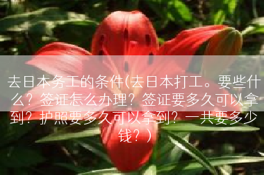 去日本务工的条件(去日本打工。要些什么？签证怎么办理？签证要多久可以拿到？护照要多久可以拿到？一共要多少钱？)