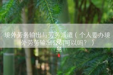 境外劳务输出与劳务派遣（个人要办境外劳务输出公司可以吗？）