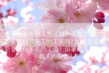 合肥劳务外包人力公司？劳务外包公司需要垫付劳务工的工资吗? 如果要垫付，需要垫付多久的工资？国家政策有没有相关的规定？