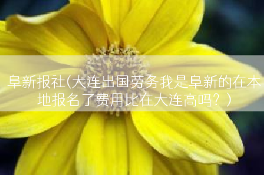 阜新报社(大连出国劳务我是阜新的在本地报名了费用比在大连高吗？)