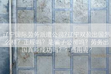 辽宁国际劳务派遣公司?辽宁双盈出国怎么样？正规吗？是骗子公司吗？劳务出国真能成功吗？？费用呢?