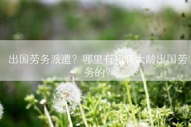出国劳务派遣？哪里有招聘大龄出国劳务的？
