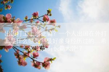 出国打工上当受骗？一个人出国在外打工是什么感受？最好亲身经历过的...希望你能有长篇大论!？