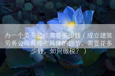 办一个劳务公司需要多少钱（成立建筑劳务公司有哪些具体的细节，需要花多少钱，如何缴税？）