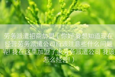 劳务派遣招商加盟（你好 我想知道现在经营劳务派遣公司应该注意些什么问题呢! 我在这里加盟了家劳务派遣公司 我该怎么经营!）