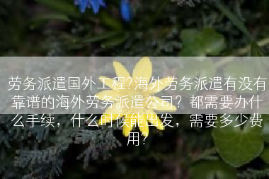 劳务派遣国外工程?海外劳务派遣有没有靠谱的海外劳务派遣公司？都需要办什么手续，什么时候能出发，需要多少费用?