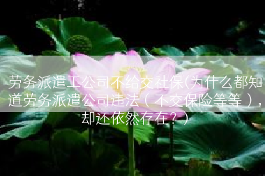 劳务派遣工公司不给交社保(为什么都知道劳务派遣公司违法（不交保险等等），却还依然存在？)