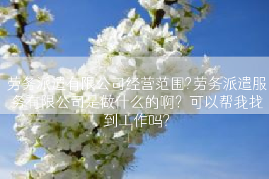 劳务派遣有限公司经营范围?劳务派遣服务有限公司是做什么的啊？可以帮我找到工作吗?