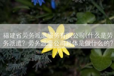 福建省劳务派遣服务有限公司(什么是劳务派遣？劳务派遣公司具体是做什么的？)