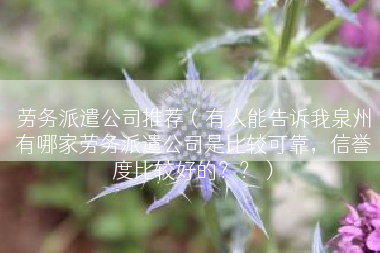 劳务派遣公司推荐（有人能告诉我泉州有哪家劳务派遣公司是比较可靠，信誉度比较好的？？）