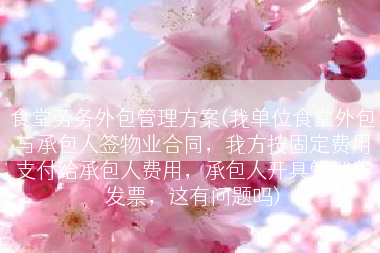 食堂劳务外包管理方案(我单位食堂外包与承包人签物业合同，我方按固定费用支付给承包人费用，承包人开具管理费发票，这有问题吗)
