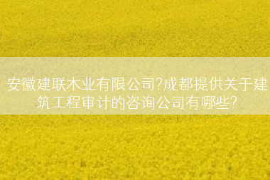 安徽建联木业有限公司?成都提供关于建筑工程审计的咨询公司有哪些?