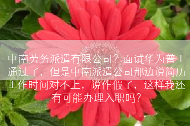 中南劳务派遣有限公司？面试华为普工通过了，但是中南派遣公司那边说简历工作时间对不上，说作假了，这样我还有可能办理入职吗？