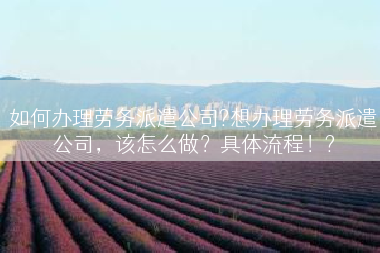 如何办理劳务派遣公司?想办理劳务派遣公司，该怎么做？具体流程！?
